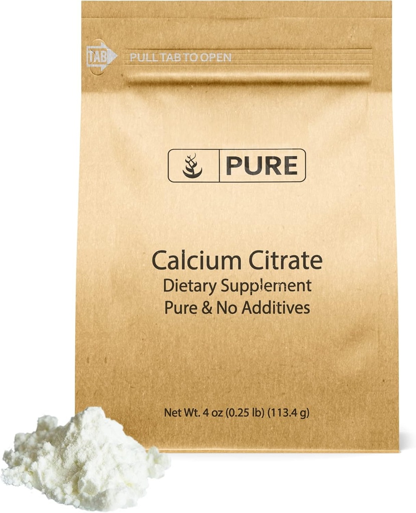 Pure Original Ingredients Calcium Citrate (4oz) Calcium תוסף, ללא תוספות או מילויים