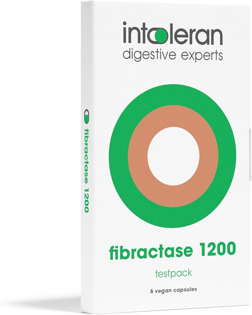 Intoleran Fibractase Forte Digest Enzymes Testpack - 6 קפסולות | תוספת עבור Fructans & Galactans Intolerance | Helps Digestates; Grains, Legumes, Onion, Garlic & חיטה | טהור טהור טהורים