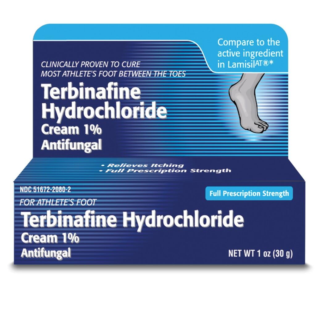 Taro Terbinafine hydrochloride Antifungal Cream 1% - Athletes Foot Cream תוספת כוח, להקל על גירוד & Burning, לרפא את רוב הרגל של Atete, Jock Itch & Ringworm 1 oz