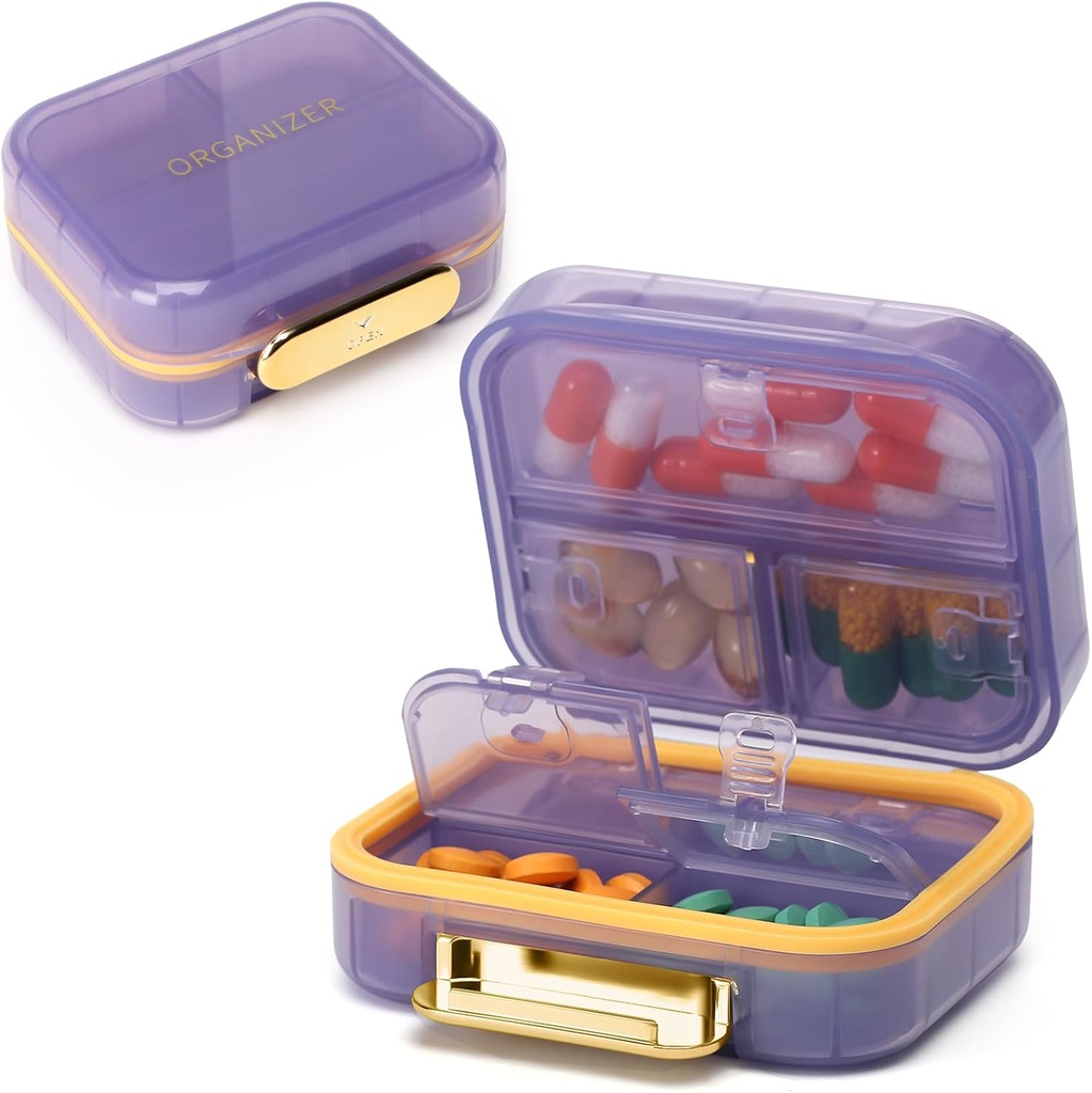 Toplive 7 השוואתי גלולות מארגנת גלולת Travel Medicineer, Moisture Proof Small Pill Case Pocket Pill Holder Daily Pill Container Box for Fish Oils, Purple Oils