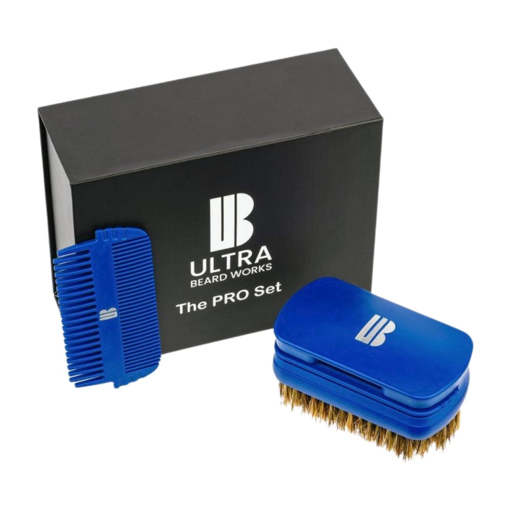 "Pro" Beard Kit - Ultimate 3in-1 Detachable Set with Mirror, Boar Bristle Brush, and Two Combs