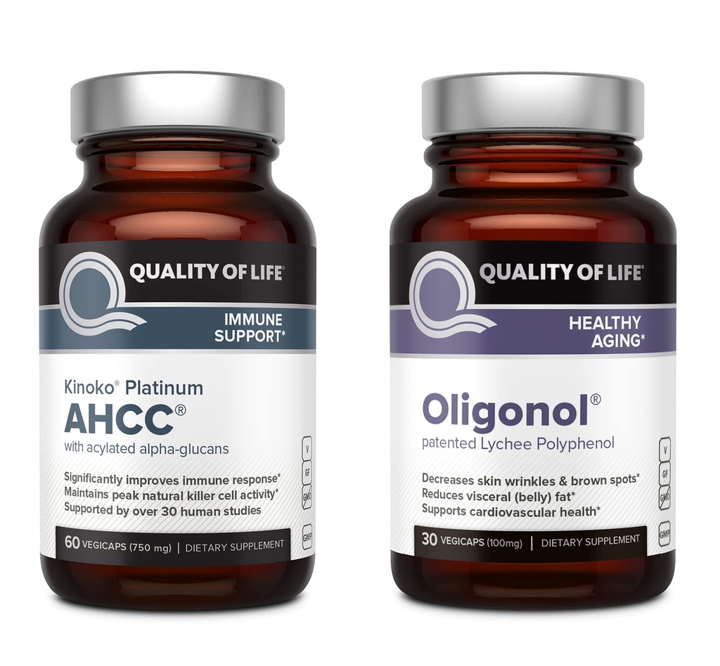 איכות החיים Kinoko פלטינום AHCC 750 מ"ג ו Oligonol Lychee לחלץ - עבור תמיכה החיסון, הזדקנות בריאה