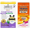 Motrin ו-Surbee's Essentials for Childrens' Concentrated לרפואה נוזלית טיפות עם Ibuprofen ו-Baby Coughⱡ Syrup + Immune with Organic Agave + Zinc