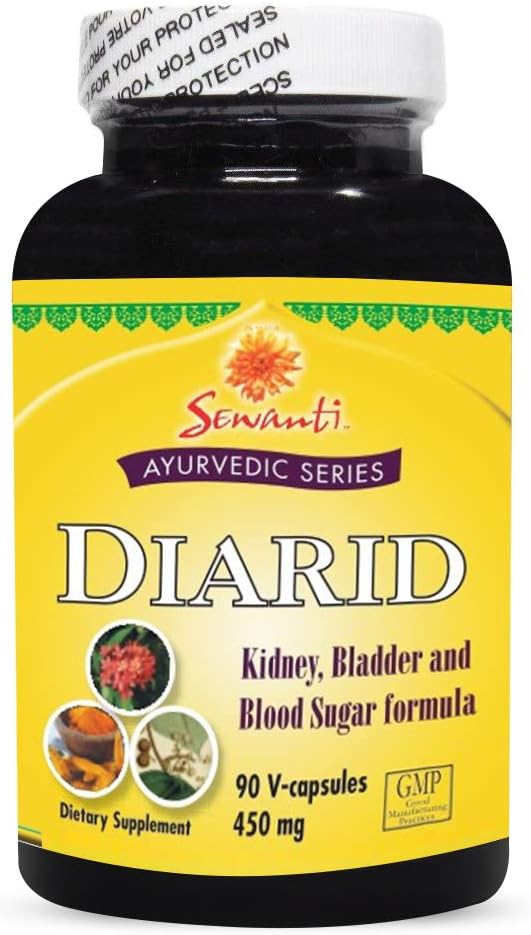 Sewanti Ayurvedic Series Diarid 90 V קפסולות / 5: 1 הפקה של Curcuma Longa, Salcia, Tree Turmeric, Indian Kino Tree