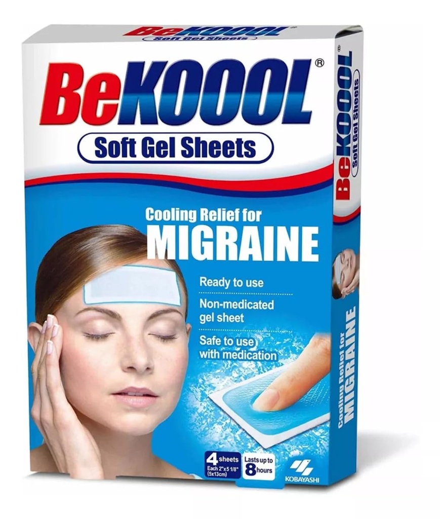 להיות Koool Cooling הקלה עבור Migraine, Soft Gel Sheets, 4 Sheets (Pack of 4)