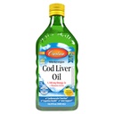 קרלסון - Cod Liver Oil 1100 מ"ג אומגה 3s Plus ויטמינים A & D3, Wildתפס את Norwegian Arctic, Sustainably Sourced Nordic Fish שמן נוזלי, לימון, 500 מ"ל (16.9 Fl Oz)