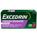 Tension Head Relief Caplets, Acetaminophen 500 מ"ג, Caffeine 65mg, Pain Reliever, Aspirin-Free, 100 Count