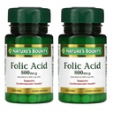 Nature's Bounty Folic Acid 800 mcg ויטמין תוסף כוח מקסימלי - 250 טבליות, Pack של 2