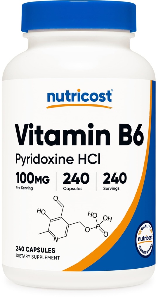 ויטמין B6 (Pyridoxine HCl) 100 מ"ג, 240 קפסולות