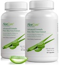 AloeCure אורגני Aloe Vera כמוסות, 160,000 מ"ג פנימי Aloe Leaf Equivalent לשרת, תמיכה Gut, Digestive ו Immune Health, מסייע לשמור על שיווי המשקל Stomach Acidity, Aloin חינם, 60Caps x 2Btlllllll