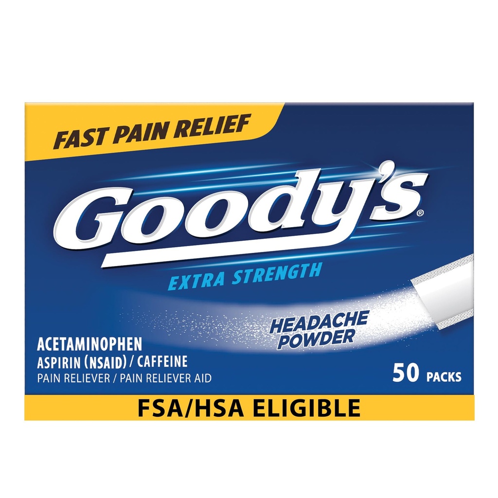 אבקת הקלה בכאב של גודי, אבקת כאבי ראש נוספת, 50 ct (Pack of 1)