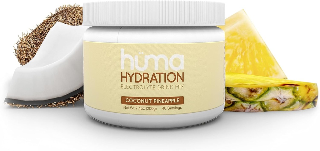 HUMA CHIA hydrotion לשתות Mix, קוקוס Pineapple, 40 משרת ג'ארד - אבקת קלוריות נמוכה - 100% טבעי, 1g סוכר, 10 Calkel
