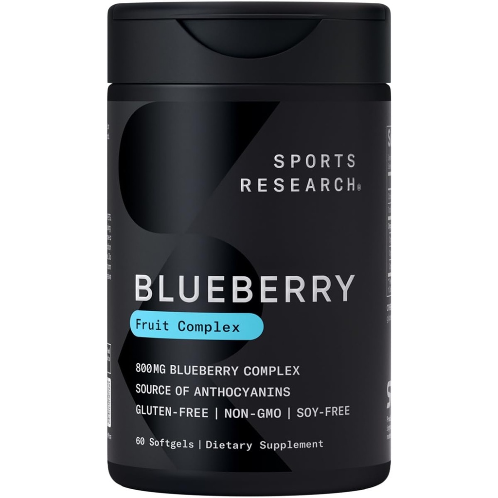 קפסולות ספורט Blueberry - עשוי אורגני Blueberries עם שמן זית תוספת אורגני בתולה - non-GMO & Gluten חינם - 60 נוזל Softgels