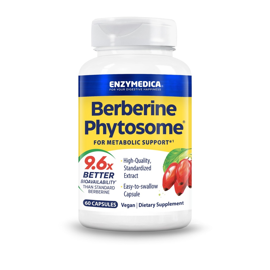 Enzymedica, Berberine Phytosome, 9.6X Better Bioavailability, High Potency Natural Dietary תוסף עבור תמיכה מטאבולית, 60 קפסולות