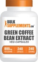 BulkSupplements.com Green Coffee Bean לחלץ קפסולות - תוספי קפה ירוק שעועית, קפסולות קפה ירוק Bean 8000 מ"ג, טבעוני - 1 קפסולה לשרת, 240 Veg כמוסות
