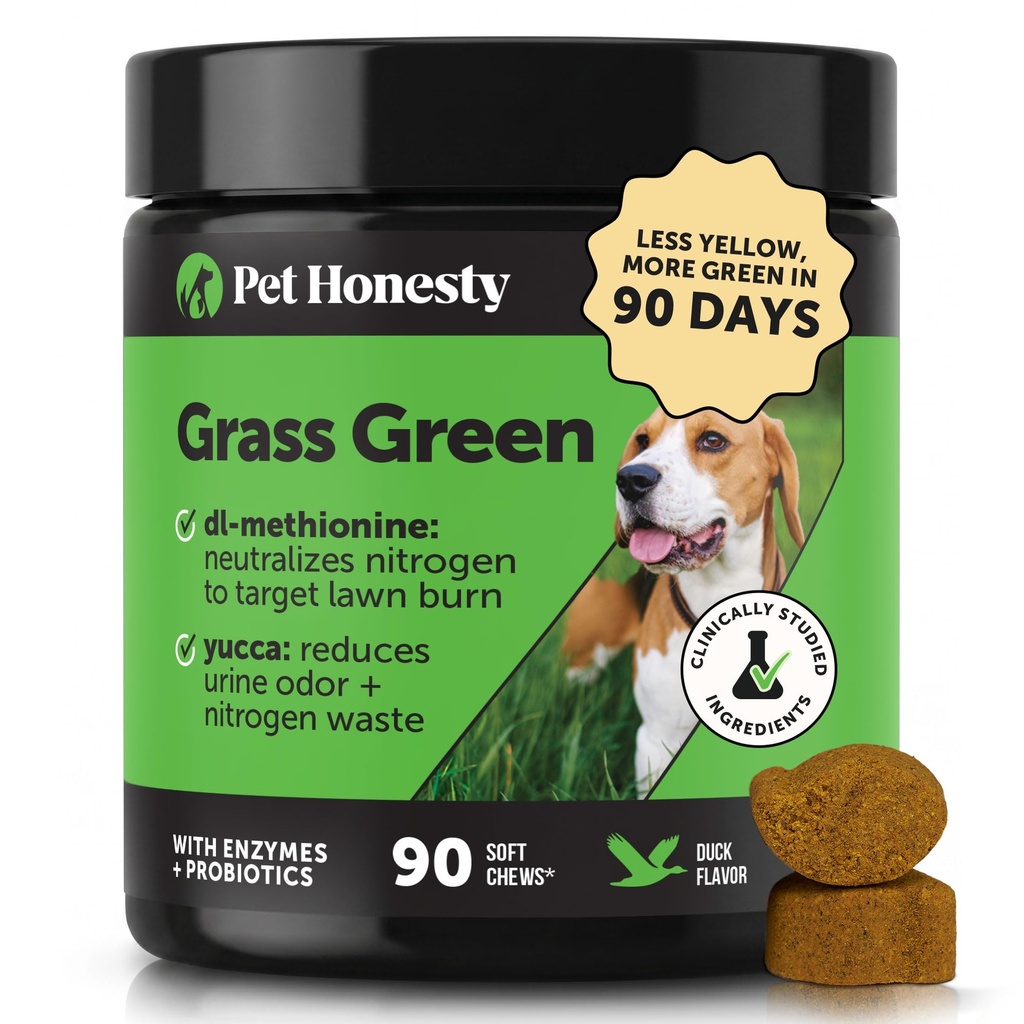 Grass Green Dog Chews - Urine Neutralizer עבור Lawn, כלב פיט דשא עוזר ליארד להישאר גרין הכתובת Burn Spots עם Probiotics & Enzymes (Duck)
