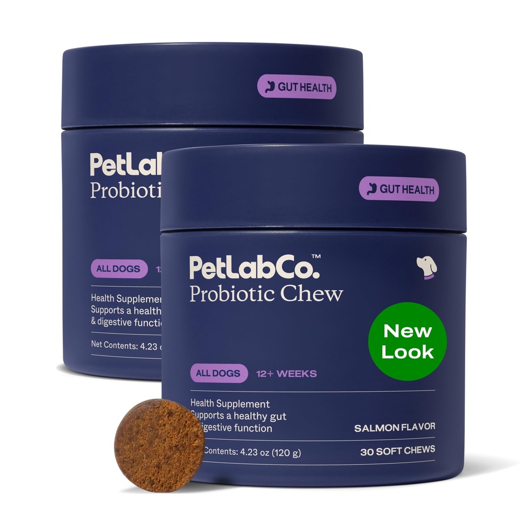 PetLab Co. Probiotics for Dogs, Support Gut Health, Occasional Diarrhea, Digestive Health & Seasonal Allergies - Salmon Flavor - Packaging May Vary - 30 Soft Chews Pack של 2