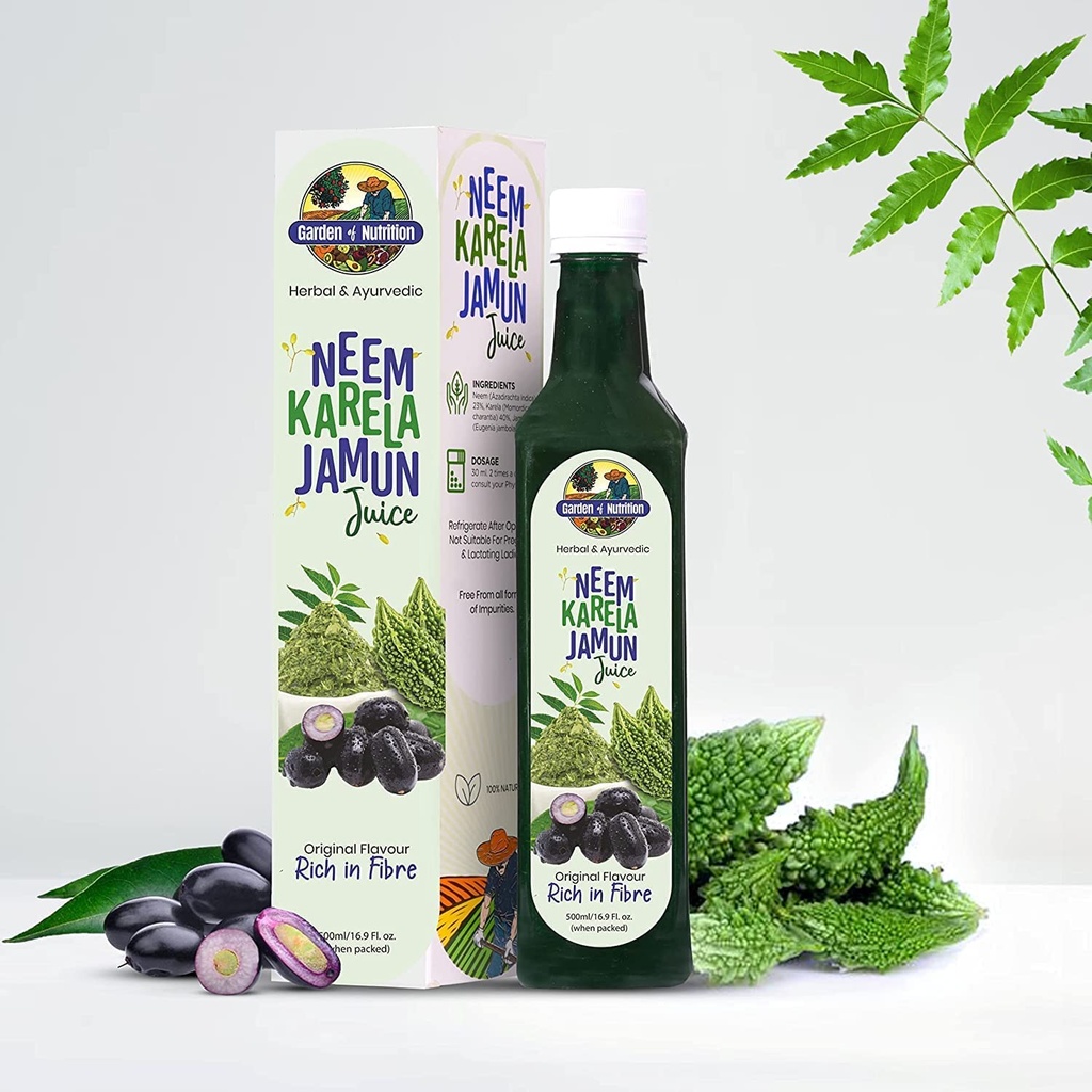מתוך NUTRITION Herbal and Ayurvedic Neem Karela Jamun Juice | Original Flavour | 100% Pure Herbal Juice (500 מ"ל) Pack של 1 מ"ל