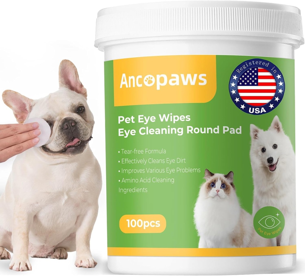 עין Wipes for Dog & Cat - Tear Stain Remover for חיות - כלב עין Wipes for Discharge and Crust - Eye Care ניקוי Pads for Reducing Dirt and Mucus Secretions - 100pcs