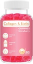 קולגן biotin Gummies - תומך שיער, Skin & Nails שיער צמיחה אנטי Aging Care Chewable Gummy ויטמינים, טבעוני, non-GMO, Gluten Free, Gelatin Strawberry פלמור 60 הרוזן, פינק ורוד