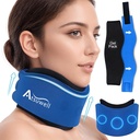 Atsuwell Neck Brace for Sleep, Soft Cervical צווארון לתמיכה, תמיכה בצוואר מותאם עם Hot Gel Packs Reusable עבור לחץ Office, Fatigue, Blue