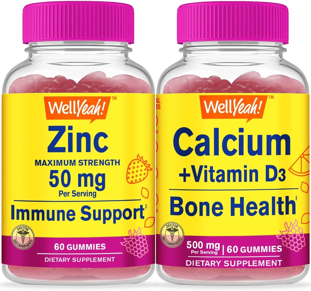 ובכן, כן, Znc + Calcium + ויטמין D3, חניכיים בונדלה - גדול Tasting, ויטמין תוסף, Gluten Free, GMO Free, Chewable Gummymy