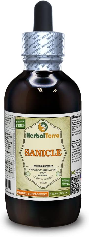 Sanicle (Sanicula Europeea) Tincture, Dried Herb נוזל לחלץ (שם בדוי: HerbalTerra, המיוצר גאה בארה"ב) 4 fl.oz (120 מ"ל)