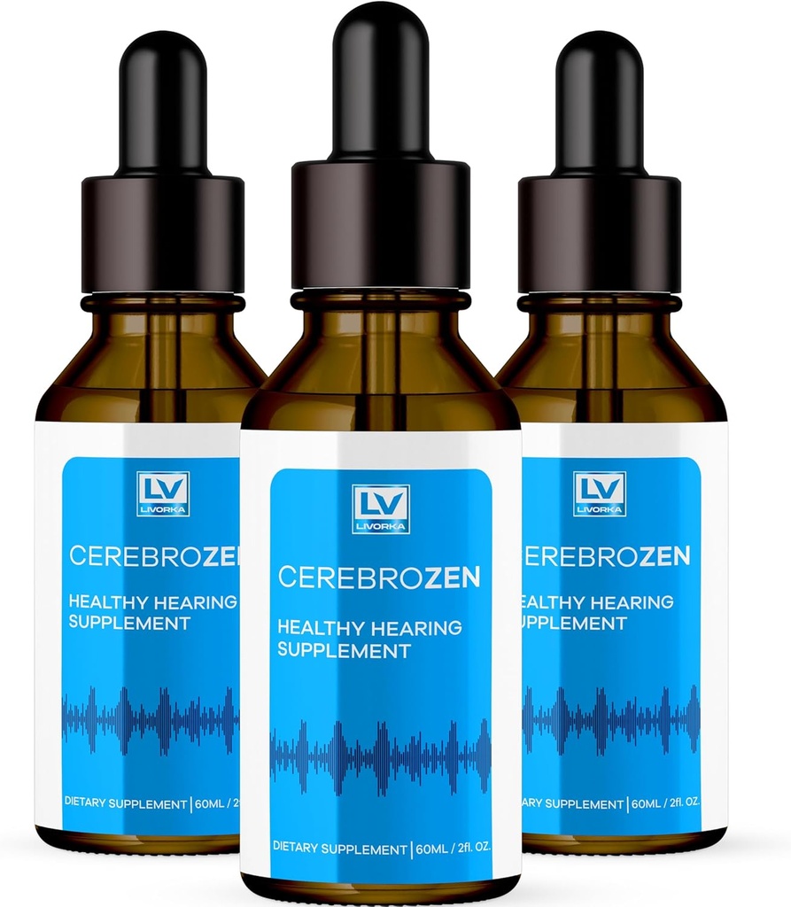 3 Pack - Cerebrozen אוזניים טיפות - Cerebrozen 24 Cerebrozen 360 תמיכה שמיעה, Cerebrozen טיפות, Cerebrozen נוזל, Cerebrozen טיפות עבור אוזניים, 3 בקבוקים במשך 3 חודשים