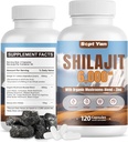 קפסולות ההימלאיה Shilajit - תוסף אורגני טהור עם Mushrooms בלגן, Zinc - 2 חודשים אספקה עבור כוח, Stamina, Brain & Immune Health - Shilajit for Women & Men Count 120 טבעוני
