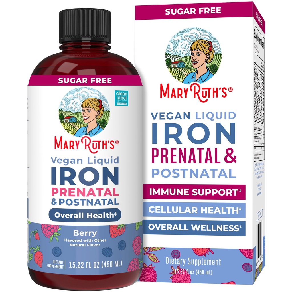 MaryRuth Organics | חבילת ברזל נוזלית Prenatal & Postnatal for הריון & Lactating | Iron Deficiency | Immune Support | Sugar/Gluten Free