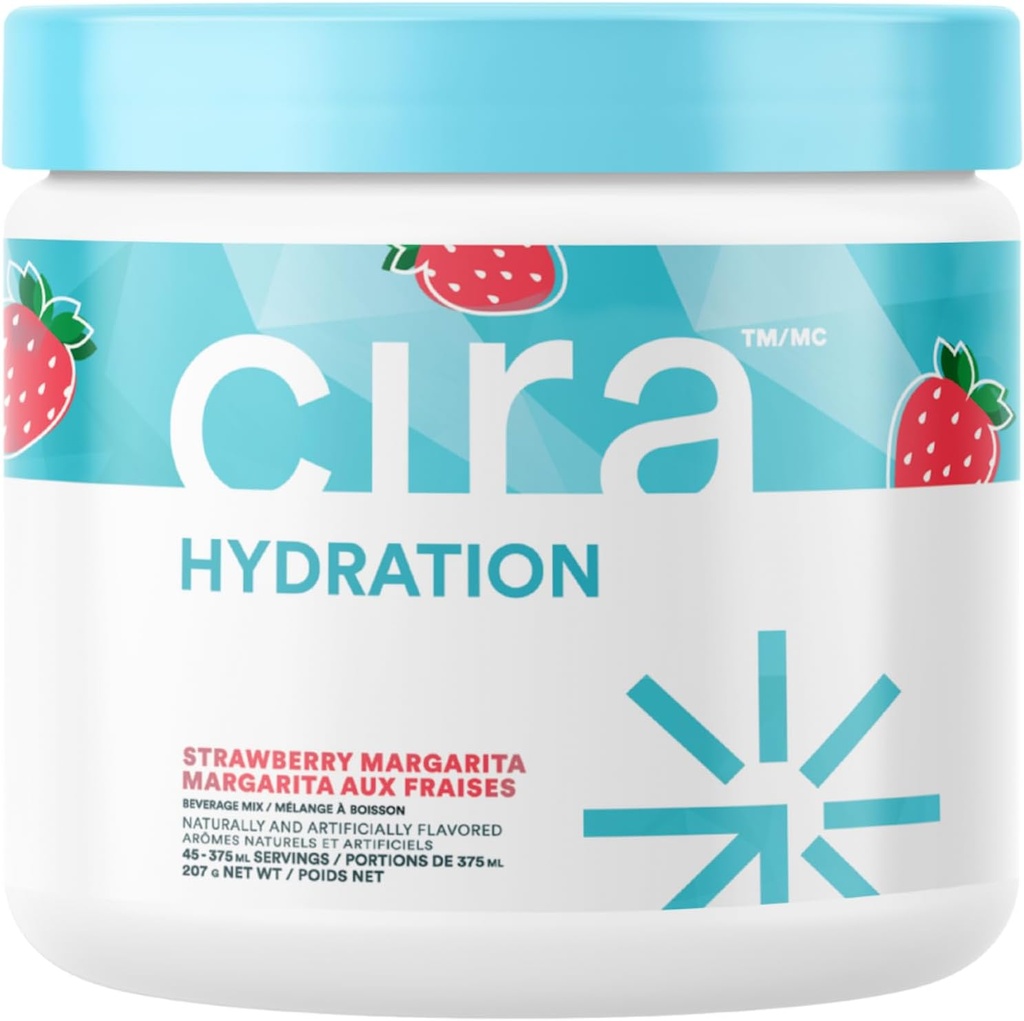 Cira hydrotion אבקה (45 משרתים) - משקה אלקטרוליטי תערובת עם מלח ההימלאיה עבור Dehydration הקלה ושיקום - Strawberry Margarita