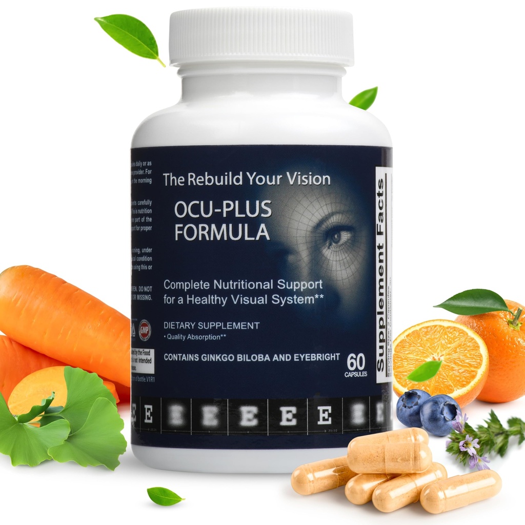 Ocu-Plus פורמולה - תוסף בריאות עיניים עם Lutein & Zeaxanthin - תומך בהירות חזותית, ראיית לילה ו Macular בריאות - עם Bilberry, גינקו Biloba & NAC - 60 קפסולות