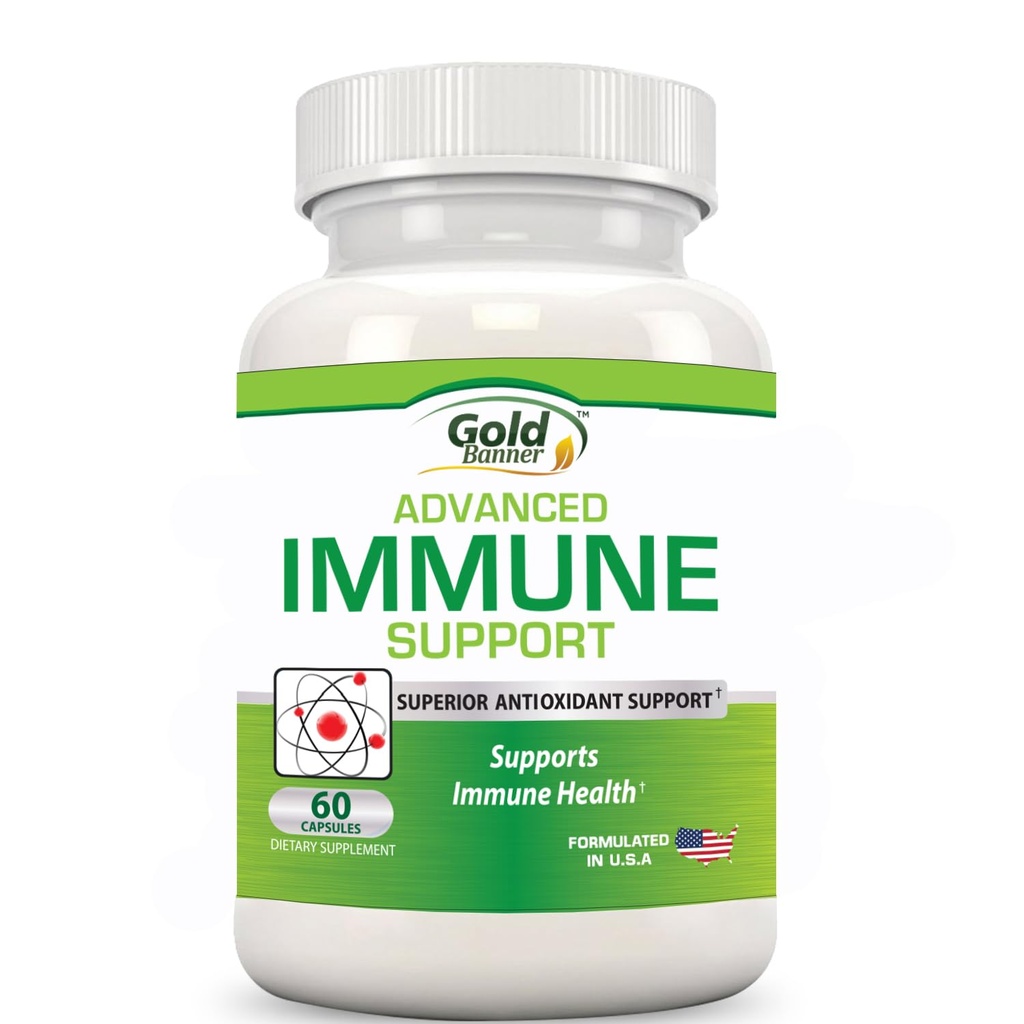 זהב באנר Immune תומך תוספת Anti-Oxidant - Boosts Immune System with Red Raspberry, Pomegranate, Pine Bark, Grape Seed, Green Extracts- Polyphenols, Lycopeneee.