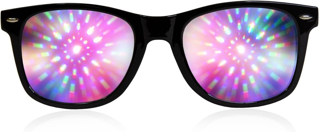 GloFX שחור המסגרת Halo Diffraction משקפיים - לייזר נדחה עבור Halo Light Effects, Durable & גמיש עבור Raes & פסטיבלים