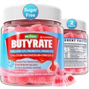 Butyrate Gummies with Probiotic + Prebiotic + Postbiotic, אומגה 3 500 מ"ג,9 מיליארד CFU Probiotics עם סיבים, Calcium & Magnesium, Inulin, Psyllium Husk for Digestive Health,Bloating Support,Sugar Freegar Freegar