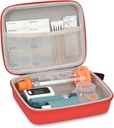 מקרה נסיעה קשה עבור Asthma Inhaler ואביזרים, עם Mesh Pocket for Medicine, Red