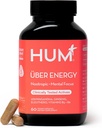 HUM Uber Energy Adrenal Energy Support Supplement with Ashwagandha Root, גינזנג, ויטמין B6, B5, ו- Fitogens, תוספים לתמיכה בשומן Adrenal, 60 קפסולות טבעוניות