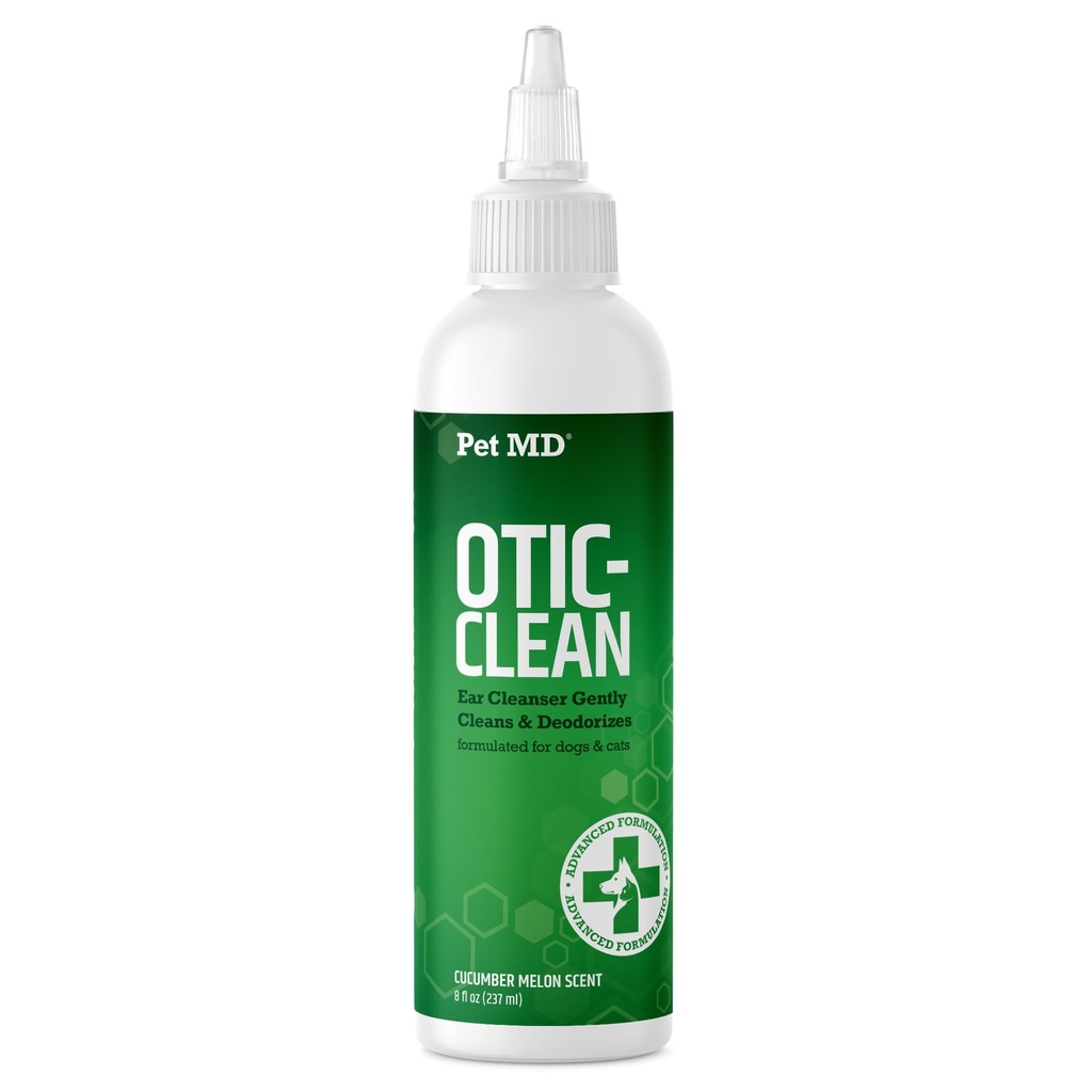 Pet MD Otic Cleaner for Cats and Dogs - יעיל נגד זיהומים הנגרמים על ידי זיהומים, גירוד ובקרה האוזן אודור - 8 oz (Cucumber Melon)