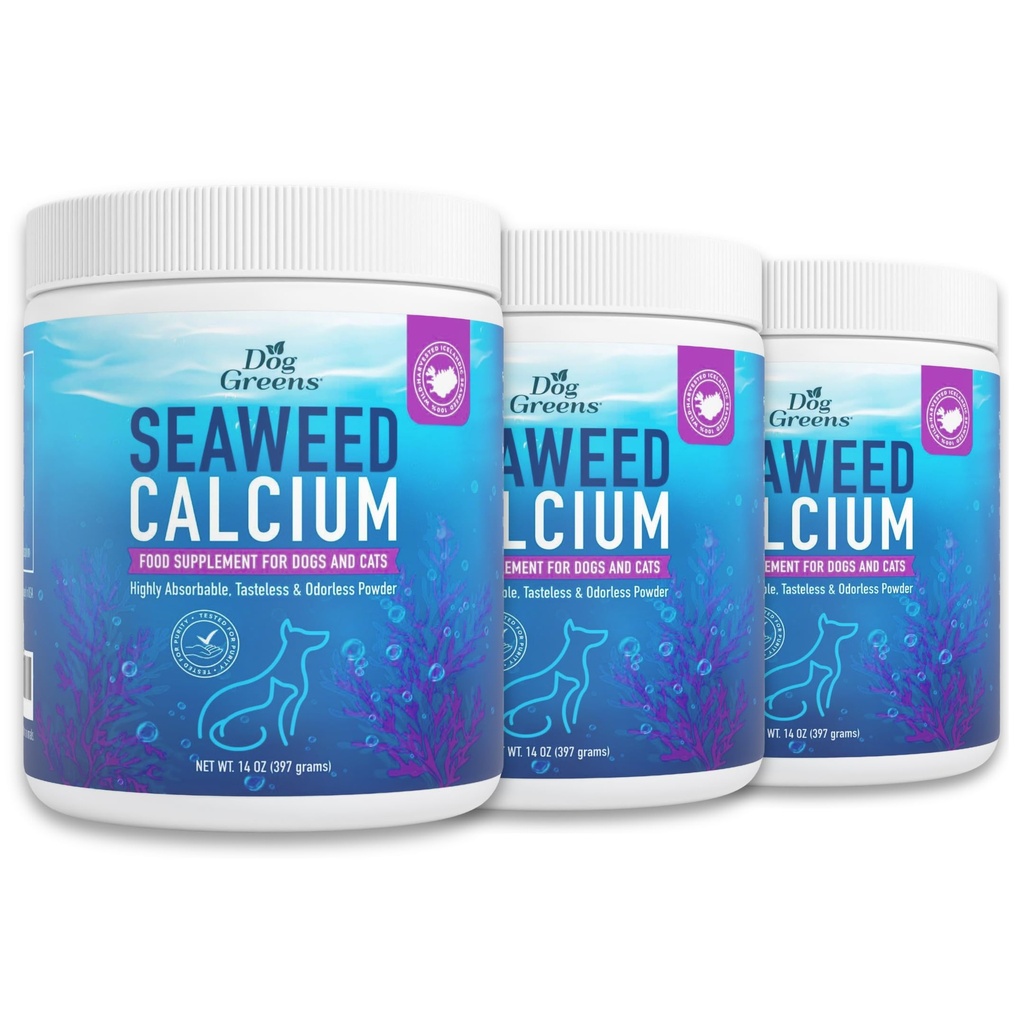 Seaweed Calcium עבור כלבים וחתולים 14oz, תוסף Calcium לאזן מזון תוצרת בית, נבדק עבור Purity, יותר Affordable מאשר תחרות, Vet המומלצת, לשעבר של Nature's Best Seaweed Calcium (3 Pack)
