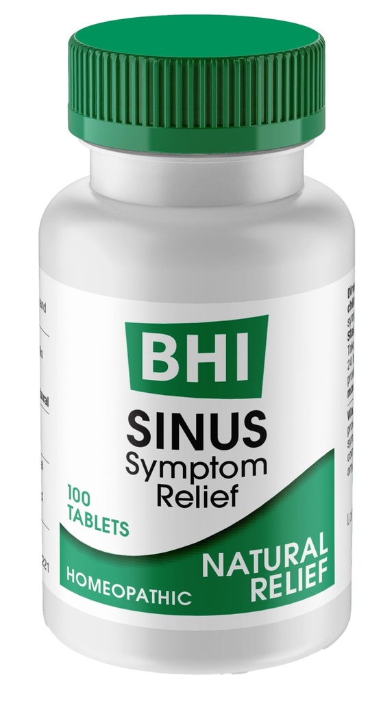 BHI Sinus Natural Congestion הקלה 7 ממוקדת Homeopathic Active Ingredients Help Relieve Nasal Coldתסמינים, כאב, לחץ וכאב תוספת תמיכה לנשים וגברים - 100 100 Tablet