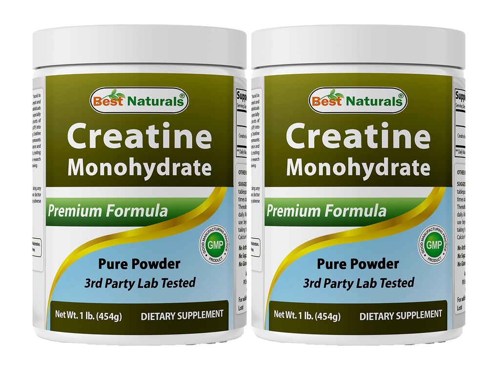 Best Naturals Creatine Monohydrate 1 Lb אבקת טהורה (1 LB (Pack של 2)