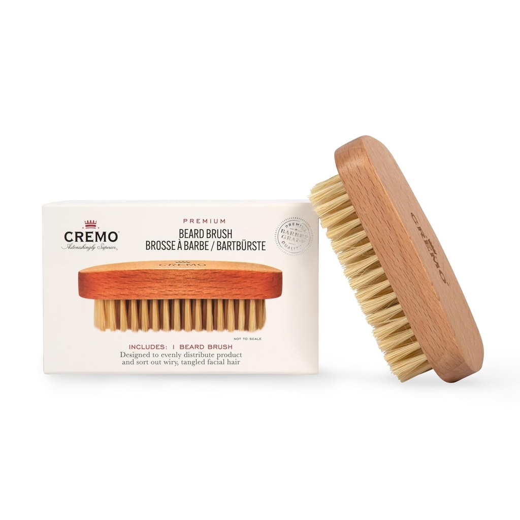 Cremo Beard אביזרים, 100% Boar Bristle Beard Brush עם Wood Handle - Shape, Style ו Groom כל שיער פנים