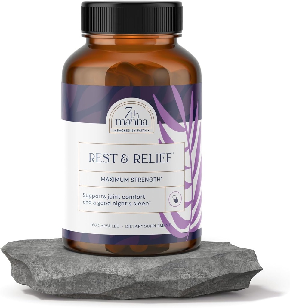 Rest & Relief Sleep Aids for Adults - Joint Support Supplement for Women & Men with Melatonin, GABA, L-theanine & Ashwagandha - תומך בשינה עמוקה ונוחות משותפת - 60 קפסולות