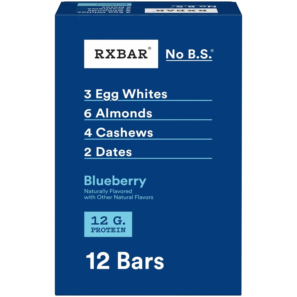 RXBAR חלבונים Bars, חלבונים חטיף, Blueberry, 22oz Box (12 Count)