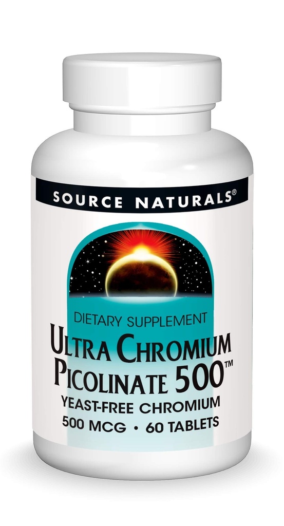 מקור Naturals Ultra Chromium Picolinate 500 mcg Yeast-Free Dietary תוספי - 60 טבליות