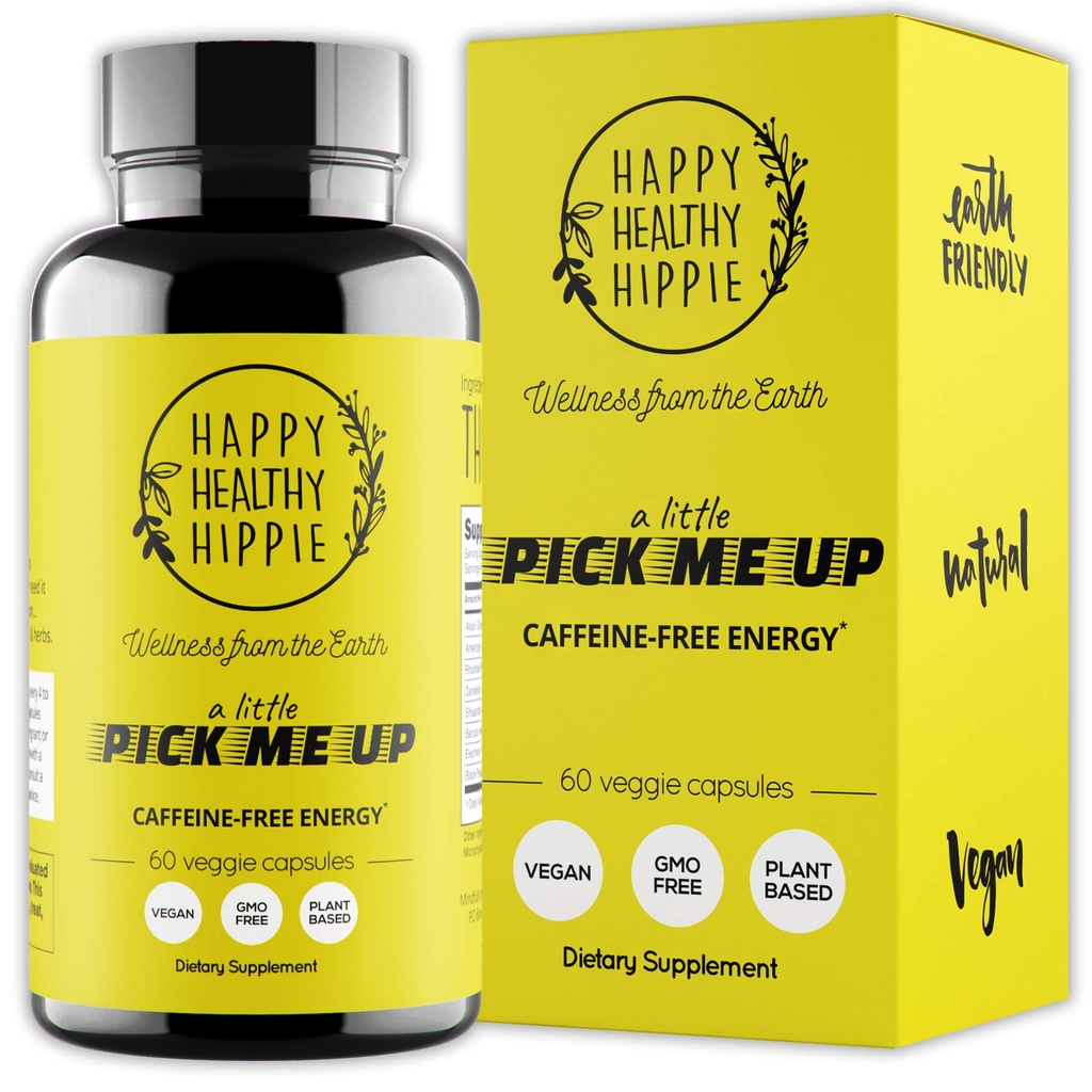 Natural Energy Pills - Caffeine Free - Metabolism, Mental Booster - עם Rhodiola Rosea, Dandelion Root, Bacopa, Geneseng Extract - 7 Herbs & Absorption Enhancing Piperine - טבעוני, non-GMO, 60 Ct