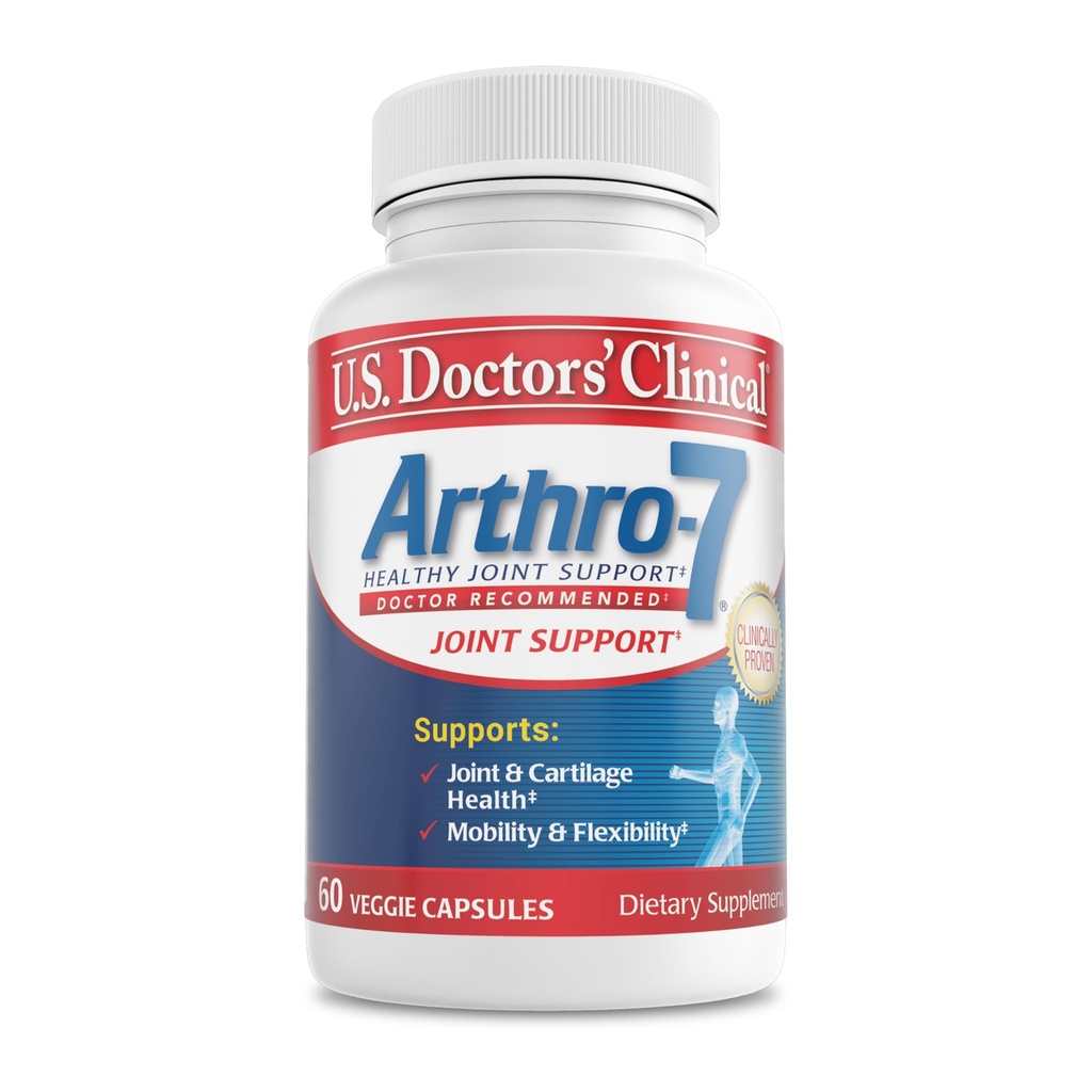 Arthro-7 הקליני של רופאים בארה"ב - Clinically Proven Joint Support Complex with Turmeric, MSM, Collagen, Bromelain for Flexibility, Mobility, and Strong Cartilage - 60 קפסולות - 15/30 ימים אספקת אספקה