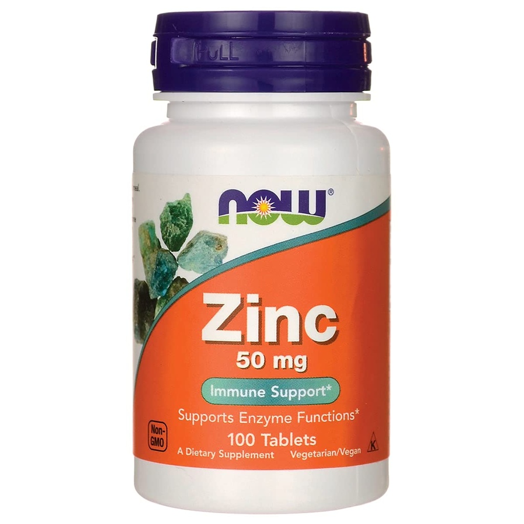 Now Foods Zinc Gluconate, 100 טבליות / 50 מ"ג