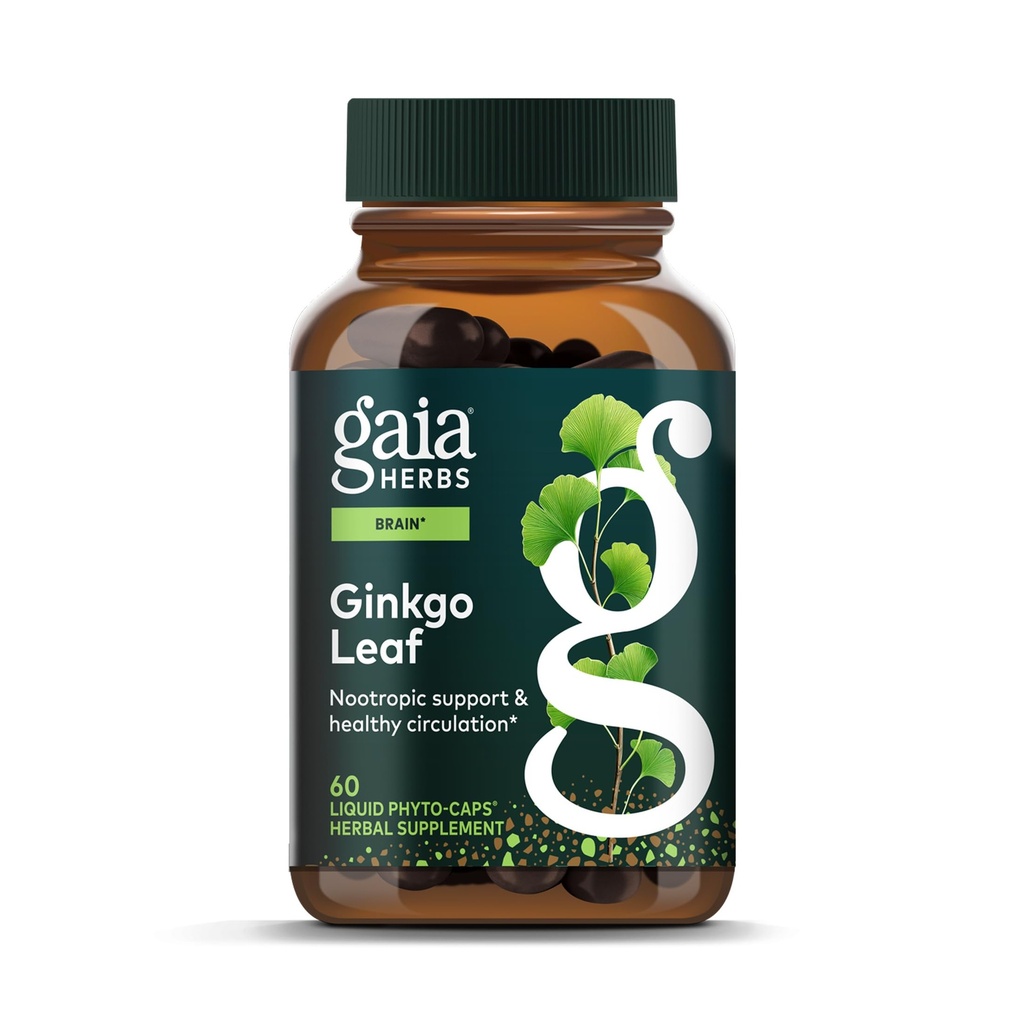גאיה Herbs גינקו Leaf - המשמש באופן מסורתי לתמיכה בתפקודי Circulation & המוח בריאים * - תוסף צמחי - 60 פלוטו-Capsules נוזלי (20 יום)