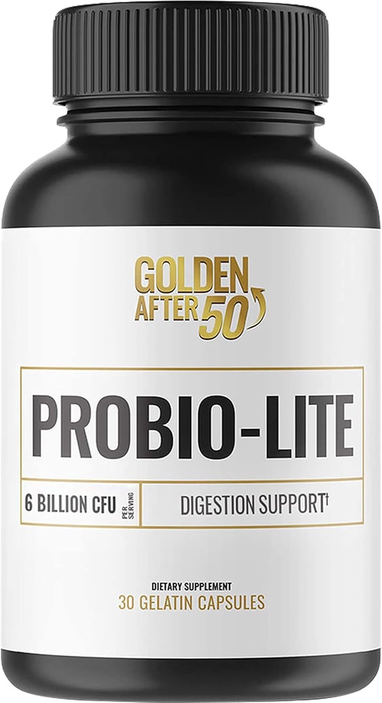 זהב לאחר 50 Probio-Lite - עבור בריאות Gut ו העיכול תמיכה - פרוביוטיקה עבור גברים ונשים - 30 גלטין קפסולות - פרוביוטיקה עבור צרבת Occasional, גז, Indigestion
